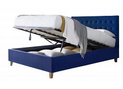 5ft King Size Kingston Blue Velvet Ottoman Storage Bed Frame 1